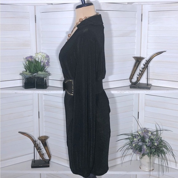 Princess Poly long sleeves sexy black deep V neckline cocktail mini dress Sz S - Picture 6 of 11